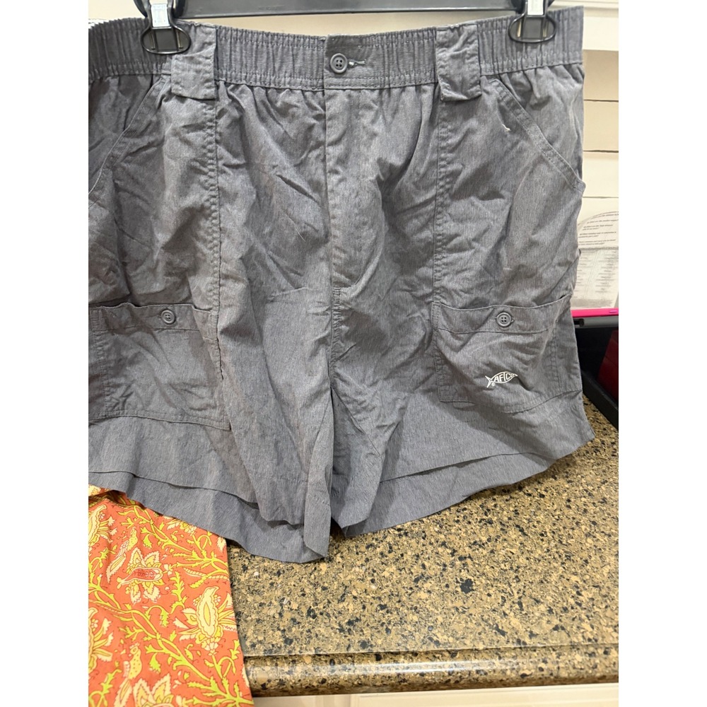 AFTCO Mens Original‎ Fishing Shorts Charcoal Gray Size 42 Elastic Waist M01